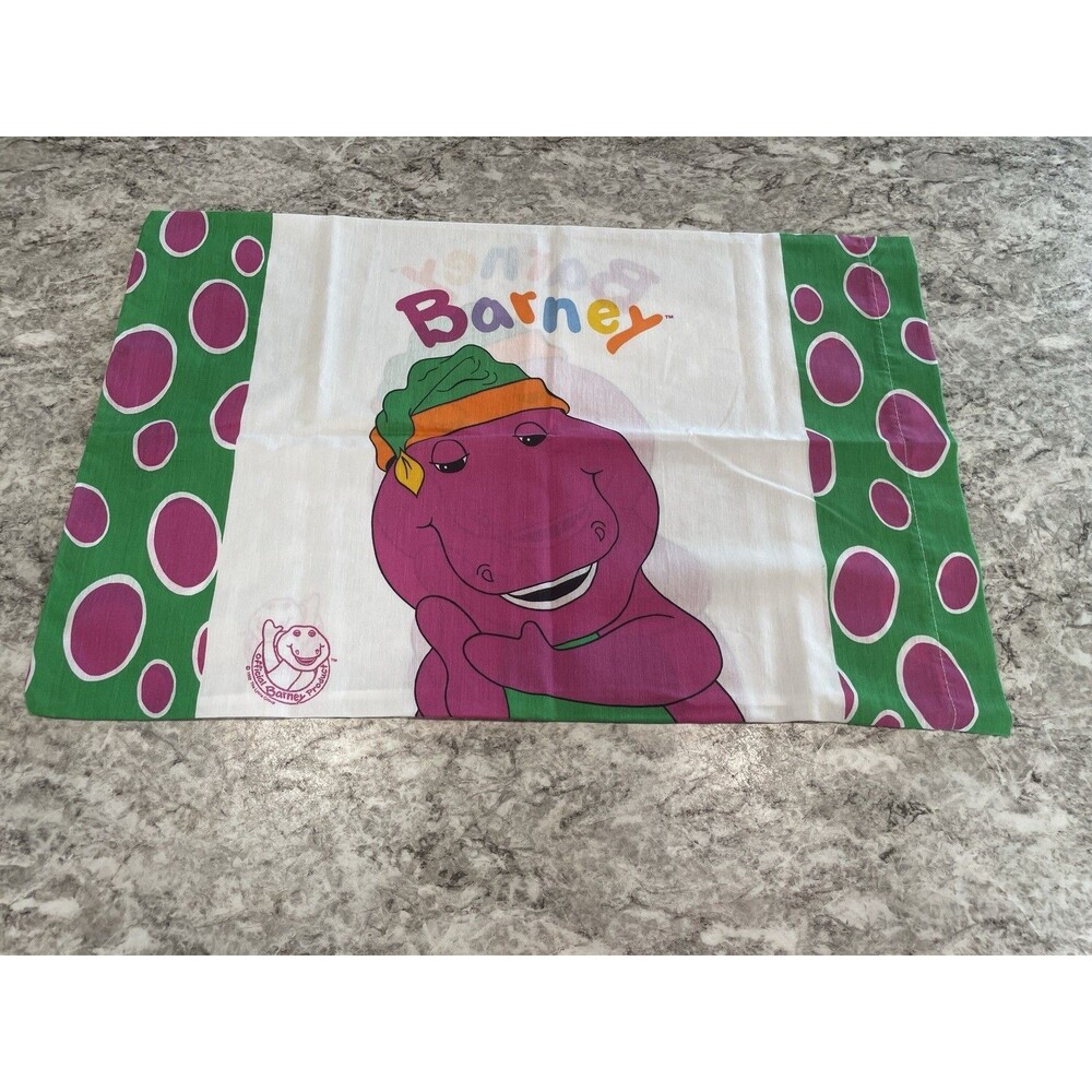 Vintage 1992 The Lyons Group Barney The Purple Dinosaur Pillow Case
